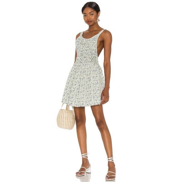 Free People Dresses & Skirts - Free People Petunia Ditsy Floral Smocked Sleeveless Mini Dress Tea Combo, Large